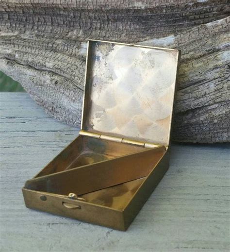 handcrafted metal brass pill box|Vintage Brass Pill Box .